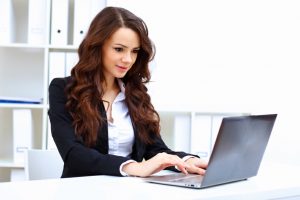 Woman researching for a powerful book