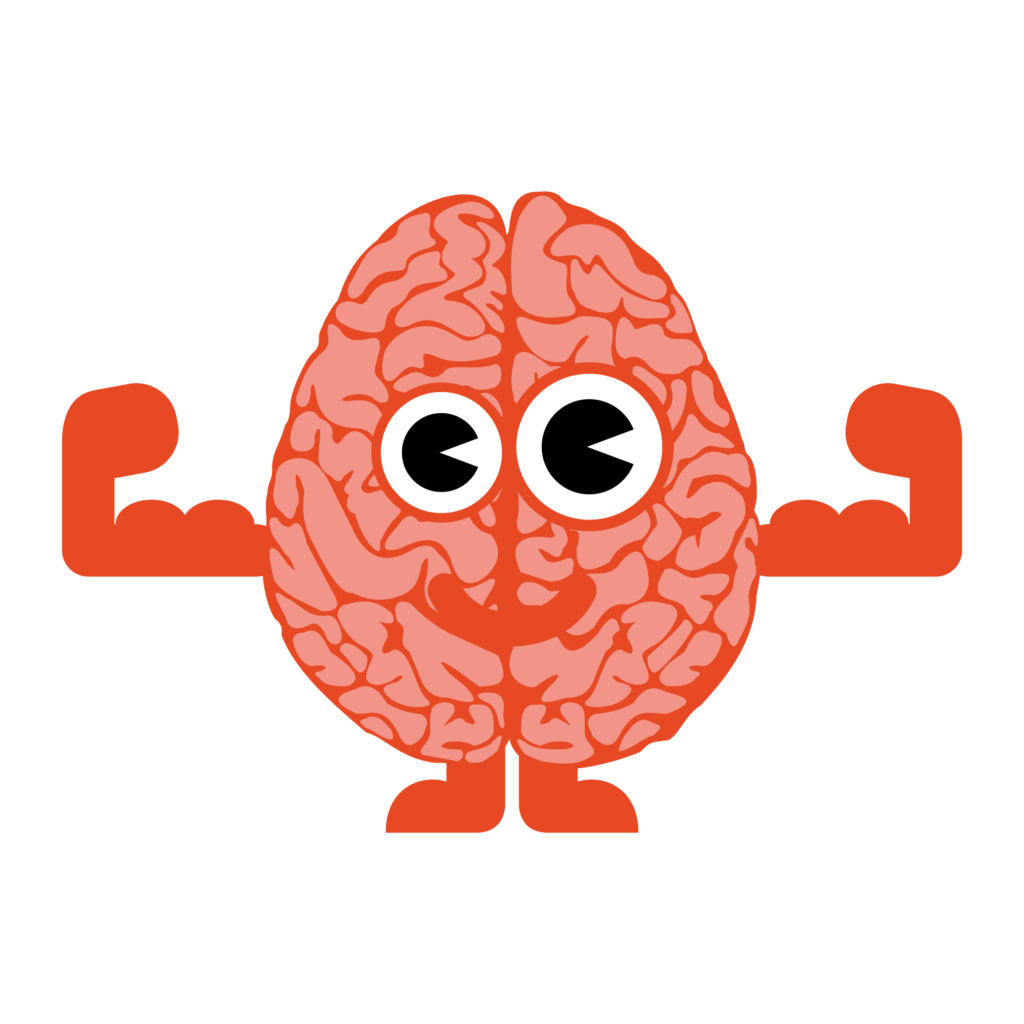 brain with flexed arms