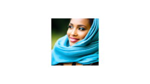 woman in turquoise scarf
